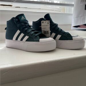 Adidas Bravada 2.0 Mid-Top Casual Sneakers in Dark Teal with White Stripes